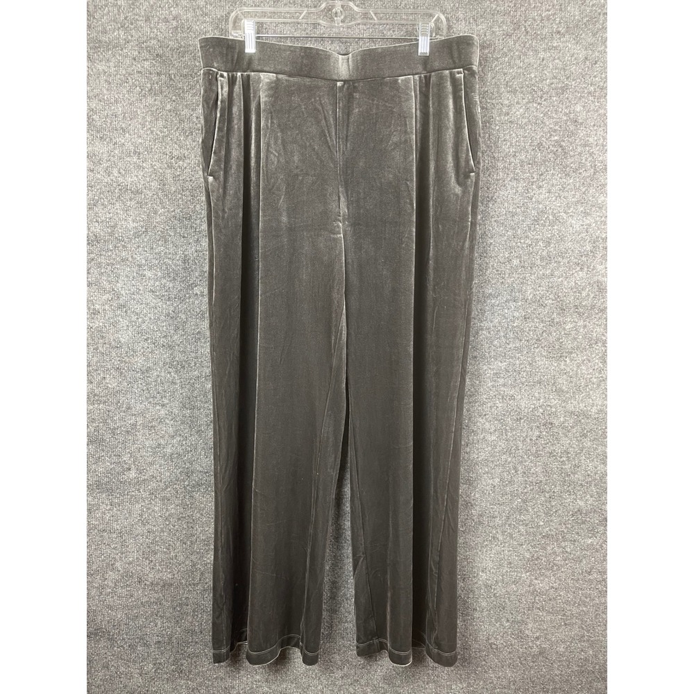 Loft Outlet Velvet‎ Wide Leg Pants Women XL Gray Excellent Elastic Waist Pockets